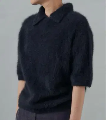 DES PRES 폭스 캐시미어 폴로 칼라 풀오버 블랙