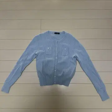 라이트 블루 리브 가디건