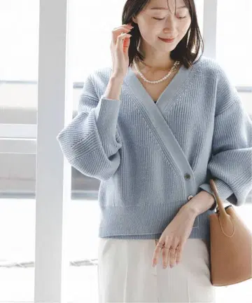 noble 골지 카슈쿨 스타일 풀오버 색스 블루