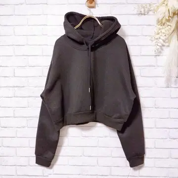 [구제 의류] 쉬인 숏 기장 후드티 풀오버 블랙 여성용