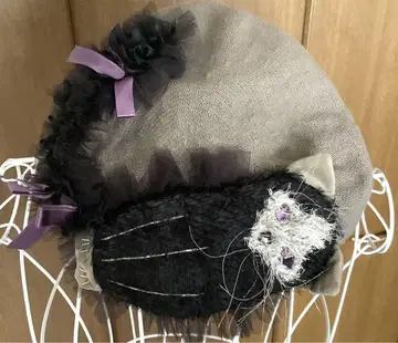 CA4LA 고양이 모티브 베레모 그레이