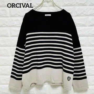 오르치발 ORCIVAL 바스크 니트 보더 풀오버 와이드 블랙
