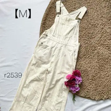 지유 데님 살로펫 스트레이트 팬츠 올인원 화이트 GU [ M ]