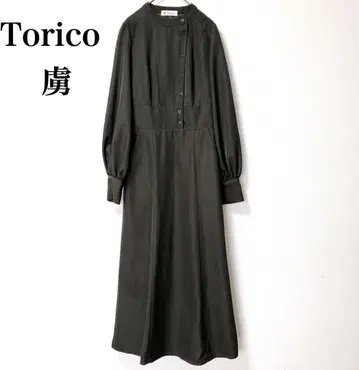 [인기] Torico 롱 원피스 아다치 유미 A라인 버튼 가을 겨울