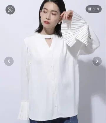 HARE 2WAY 소매 플리츠 셔츠 F 화이트