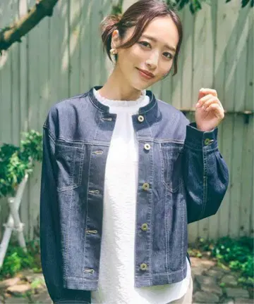 ikka 메쉬 데님 블루종 다크 데님 자켓 곤도 치히로