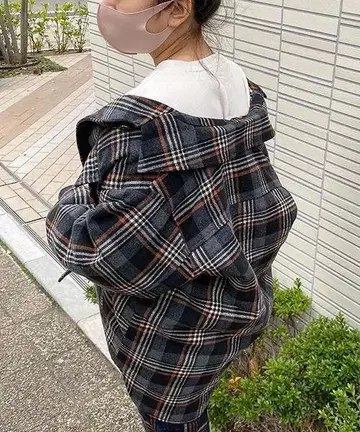 체크 코트 자켓 체크 셔츠 퀼팅