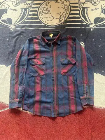 배색 80s 90s oshkosh 뱀 플란넬 셔츠 체크