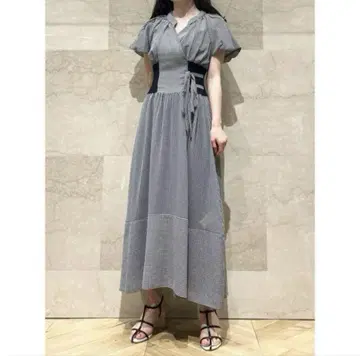 SNIDEL 웨이스트립 시어 오간 원피스