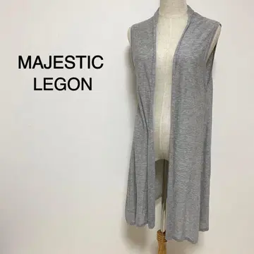 MAJESTIC LEGON 그레이 컬러 슬리브리스 롱 가디건