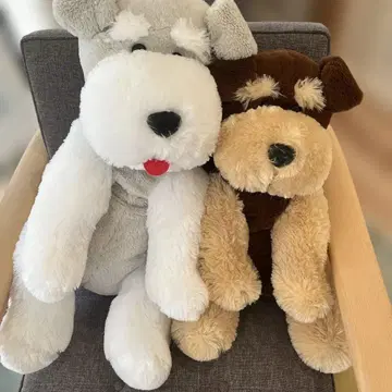 슈나우저 좋아하는 강아지 봉제 인형 그레이와 브라운