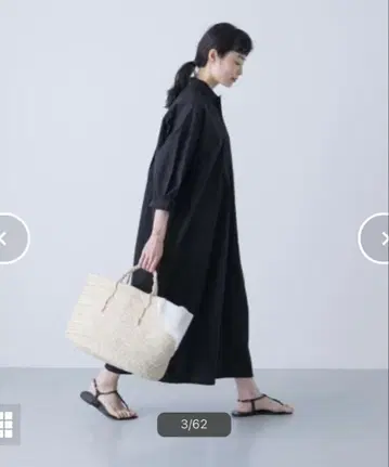 카구레 코튼 실크 셔츠 원피스
