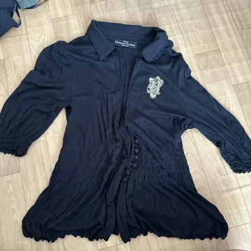 HYSTERIC GLAMOUR 블랙 오부 소매 가디건