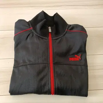 PUMA 하이넥 풀 지퍼 저지 블랙/레드