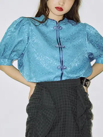 jouetie 볼륨 슬리브 차이나 셔츠