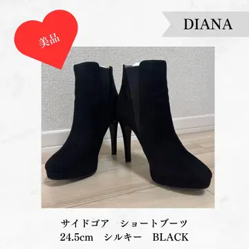 새상품급 DIANA 사이드 고어 숏부츠 24.5cm 블랙 실키