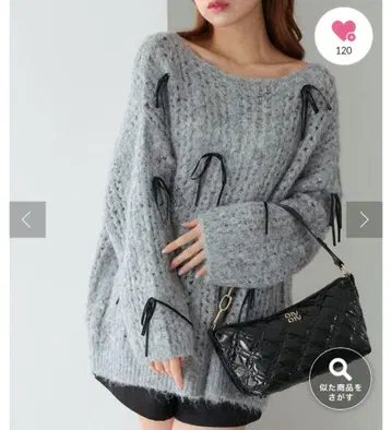 올리브 데 올리브 리본리본 니트 튜닉