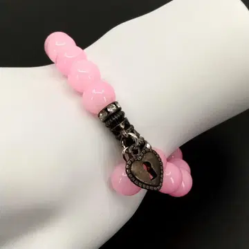 빈티지 핑크 키 락 지르코니아 팔찌