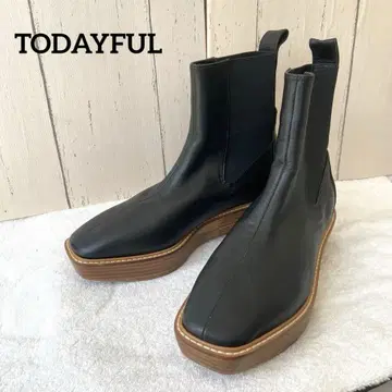 TODAYFUL 플랫폼 사이드 고어 가죽 부츠 (23.5cm)