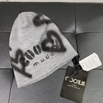 COOLA 로고 페인트 니트 모자 그레이