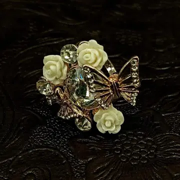 빈티지 로즈 골드 플라워 지르코니아 반지 15호