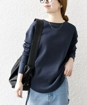 [ SHIPS any ] 와플 레이스업 라운드 헴 풀오버