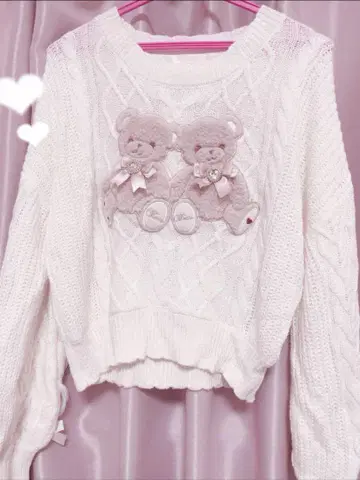 LIZ LISA Twin Bears 니트탑 곰 화이트