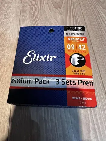 Elixir 엘릭서 일렉 기타 줄 미사용 새상품 3세트