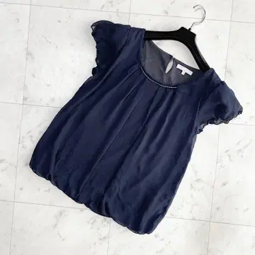 PROPORTION BODY DRESSING 블라우스 반팔 네이비 2