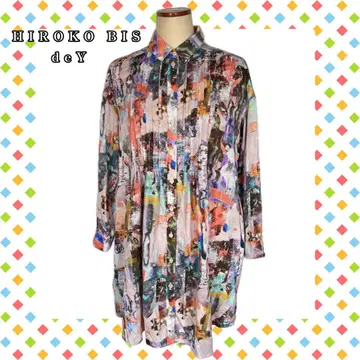 HIROKO BIS de Y 컬러풀 긴팔 셔츠 튜닉 기장