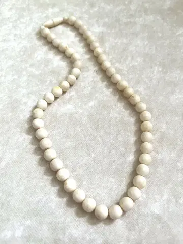 [새상품급] 아이보리 비즈 목걸이 원형 약 7.5mm 22g (2)