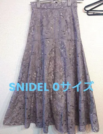 SNIDEL 레이스 패턴 롱 스커트 오간자 자수