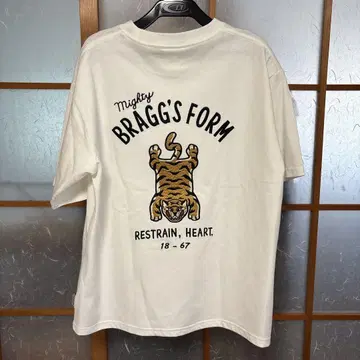 BRAGG'S FORM 타이거 호랑이 자수 화이트 셔츠 남성용 M