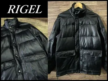 중후한 느낌 발군 RIGEL 리겔 양가죽 올 가죽 다운 자켓 블랙 S