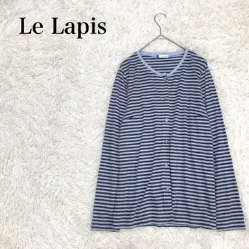 라핀 보더 가디건 L 일본제 코튼 크루넥 얇은 소재