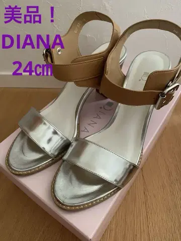 컨디션 최상! DIANA 다이애나 샌들 24cm 실버 x 브라운