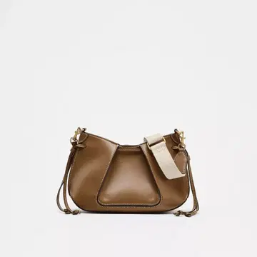 ZARA 자라 플리츠 미니백 다크 골든 브라운