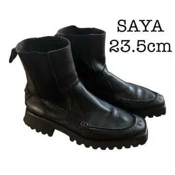 SAYA 사야 주름 소프트 가죽 사이드 고어 부츠 블랙 23.5cm