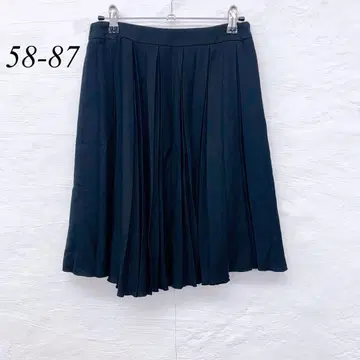 e5186 허리밴딩 블랙 플리츠 스커트 안감 부착 스트레치성 있음