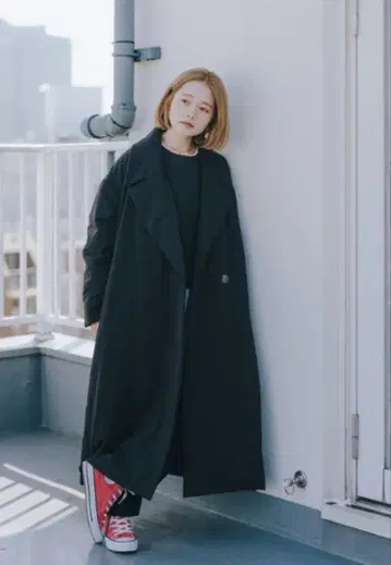 [ 새상품급 ] 타카야마 나오코 글로벌 워크 EiiS 블랙 롱 코트