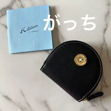 Kitamura 블랙 가죽 키타무라 코인 케이스