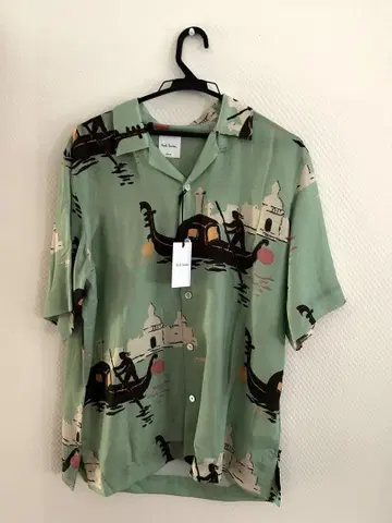 Paul Smith 곤돌라 반팔 오픈 카라 셔츠 M 택 포함