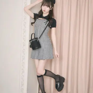 미셸 마카롱 숏 볼레로 앙상블 깅엄 원피스 프리 사이즈