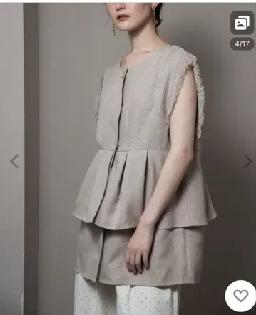 미사용 새상품 lawgy 믹스 프린지 턱 플레어 베스트