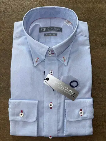 Cucitura 슬림 핏 라이트 블루 긴팔 셔츠 M
