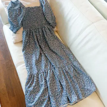 SHEIN 쉬인 셔링 퍼프 슬리브 맥시 롱 원피스