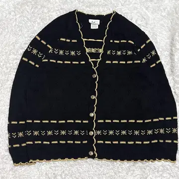 USA제 90s 가디건 블랙&골드 니트 가디건