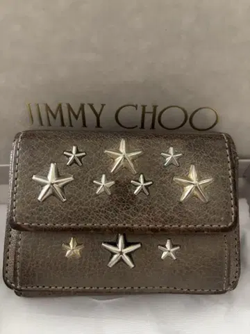 JIMMY CHOO 삼단 접이식 지갑 메탈릭 골드