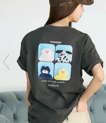 mojojojo 반팔 티셔츠 차콜 그레이 모조죠죠 곰 고양이