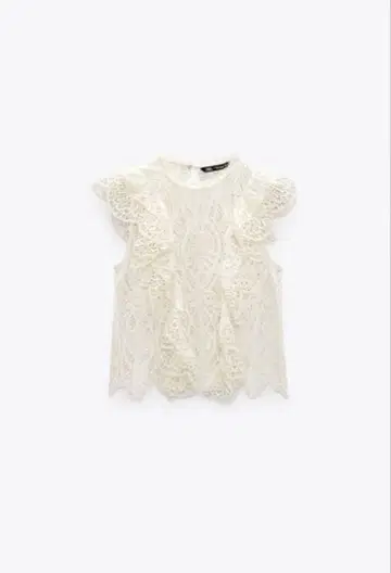 ZARA 프릴 레이스 상의 S 사이즈 에크루